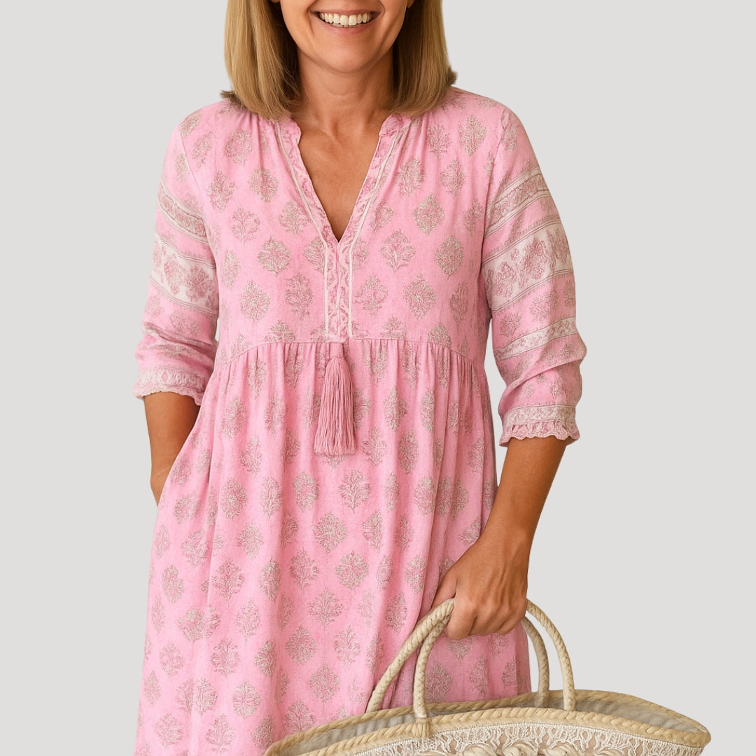 Women's Lightweight Boho Midi Dress | Relaxed Fit Summer Dress with Tiered Hem 5