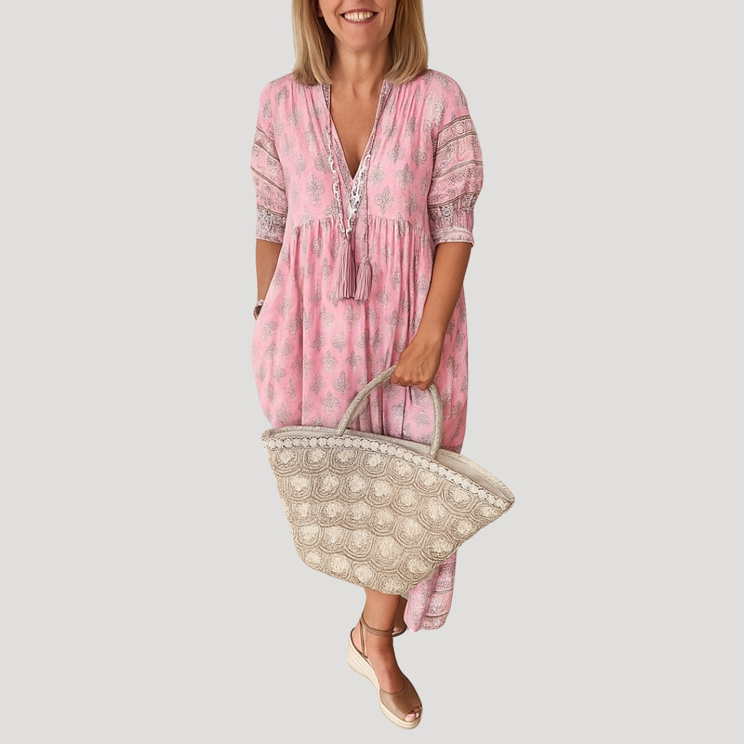 Women's Lightweight Boho Midi Dress | Relaxed Fit Summer Dress with Tiered Hem 6