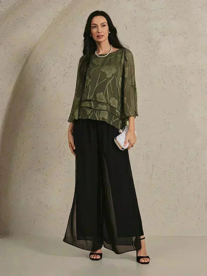 Women's Lightweight Chiffon Blouse | Elegant Floral Summer Top for Women | Relaxed Fit Cape Sleeve Design 4