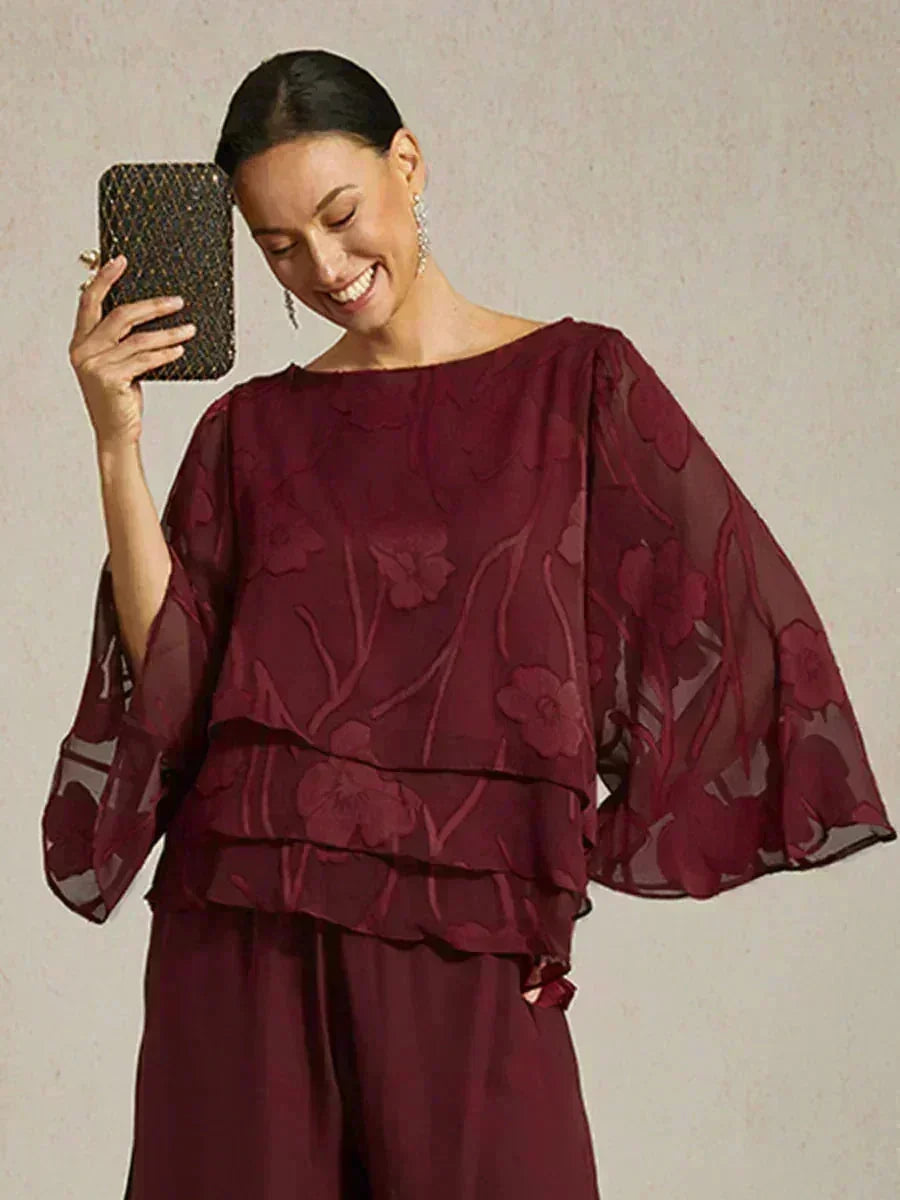 Women's Lightweight Chiffon Blouse | Elegant Floral Summer Top for Women | Relaxed Fit Cape Sleeve Design 5