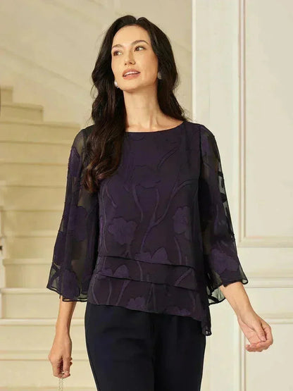 Women's Lightweight Chiffon Blouse | Elegant Floral Summer Top for Women | Relaxed Fit Cape Sleeve Design 9