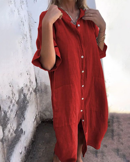 Women's Lightweight Linen Shirt Dress | Flattering Plus Size Summer Dress 5