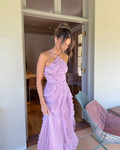 Women's Lightweight Pleated Maxi Dress | Elegant Ruffle Summer Formal Gown 2