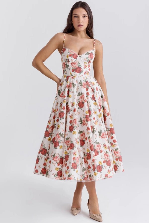 Women's Luxurious Satin Midi Dress | Elegant Corset Design with Flowing Tulle Skirt 1