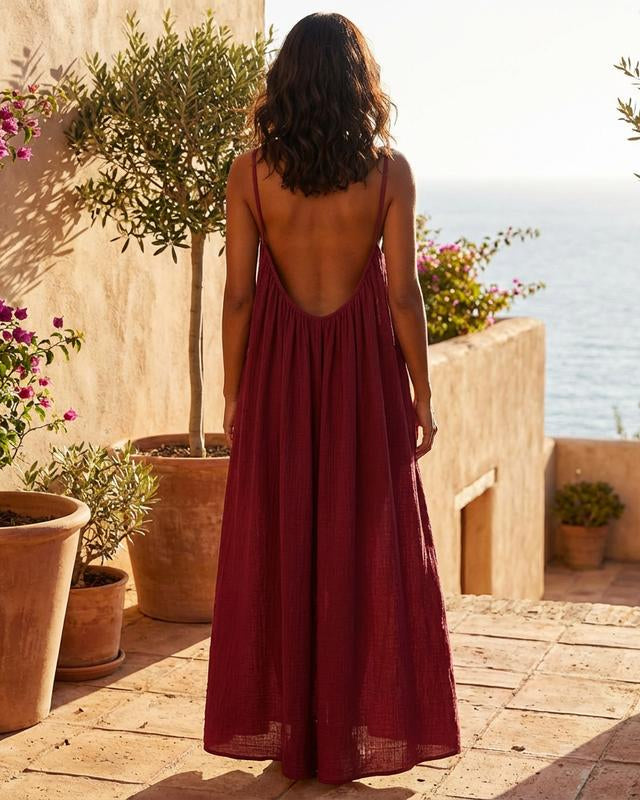 Women's Polyester Maxi Dress | Elegant Sleeveless Summer Lounge Wear 6