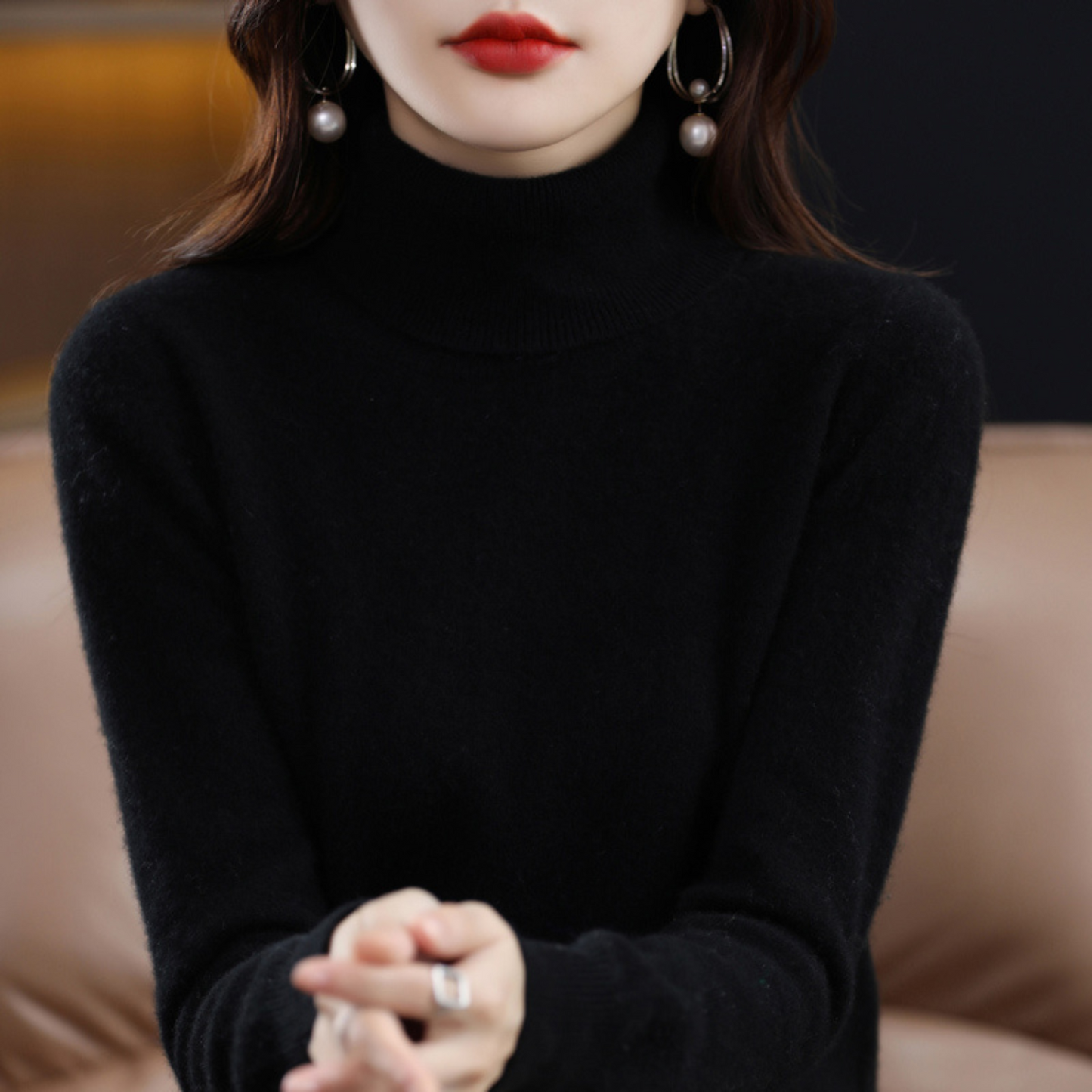 Women's Premium Cashmere Turtleneck Sweater | Elegant Warm Knitwear for Winter 0