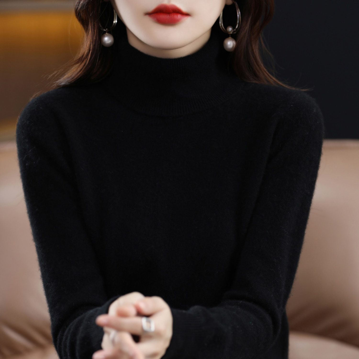 Women's Premium Cashmere Turtleneck Sweater | Elegant Warm Knitwear for Winter 0
