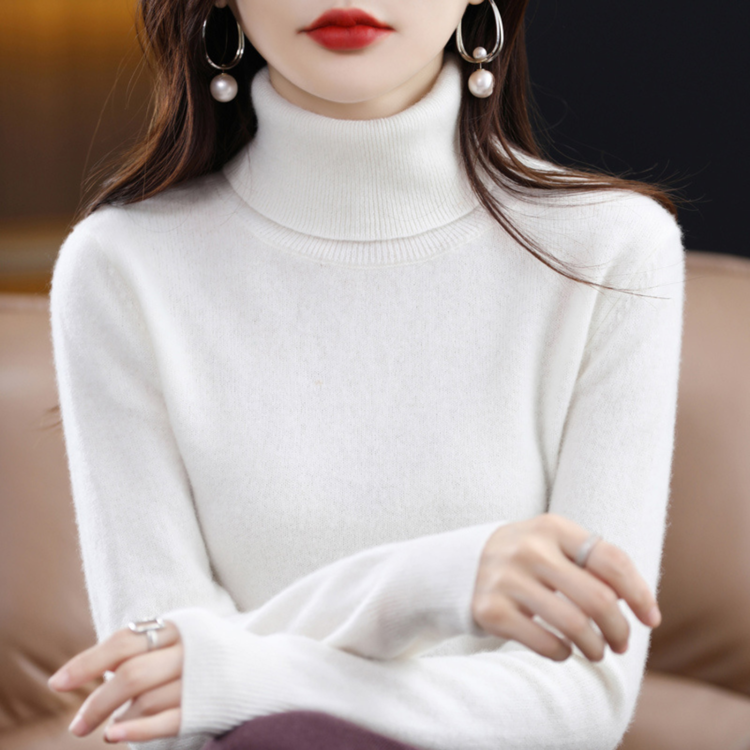 Women's Premium Cashmere Turtleneck Sweater | Elegant Warm Knitwear for Winter 12