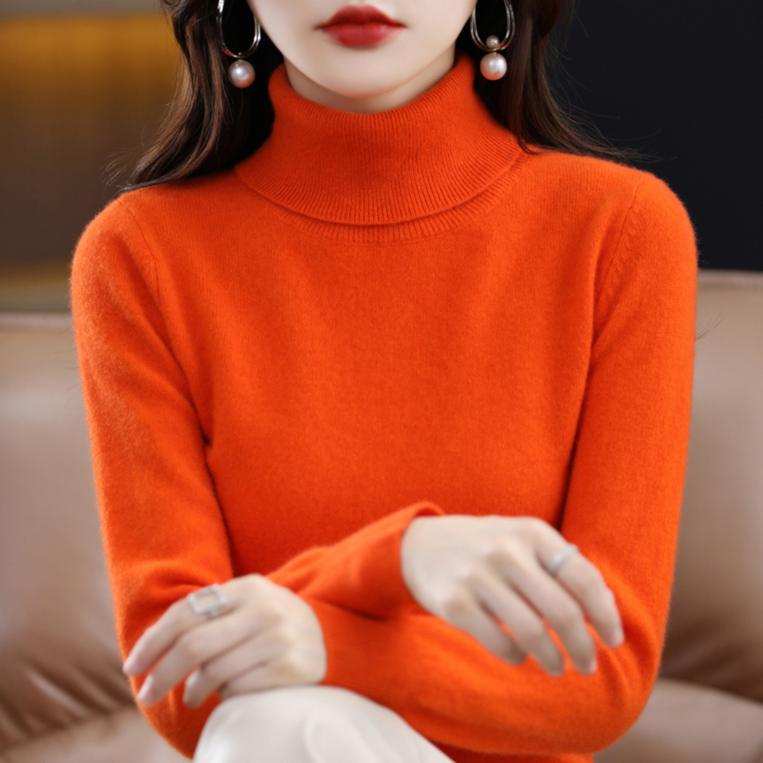Women's Premium Cashmere Turtleneck Sweater | Elegant Warm Knitwear for Winter 8