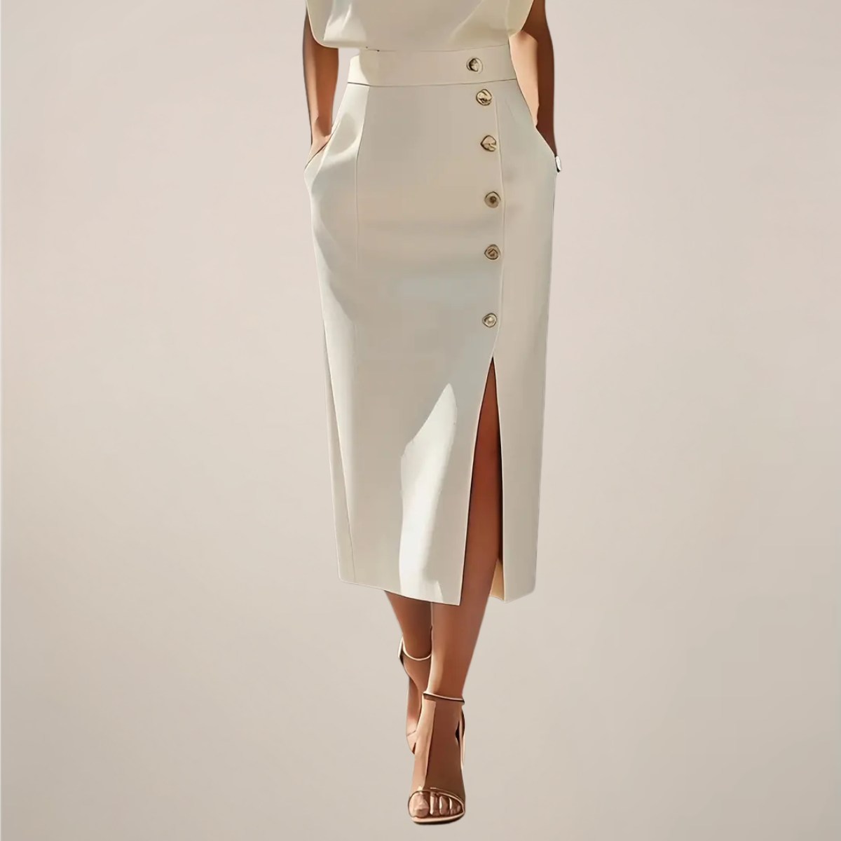 Women's Premium Fabric Midi Dress | Elegant Sleeveless Design with Side Slit for Office and Evening Wear 5