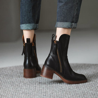 Women's Premium Leather Ankle Boots | Elegant High-Heel Black Footwear 7