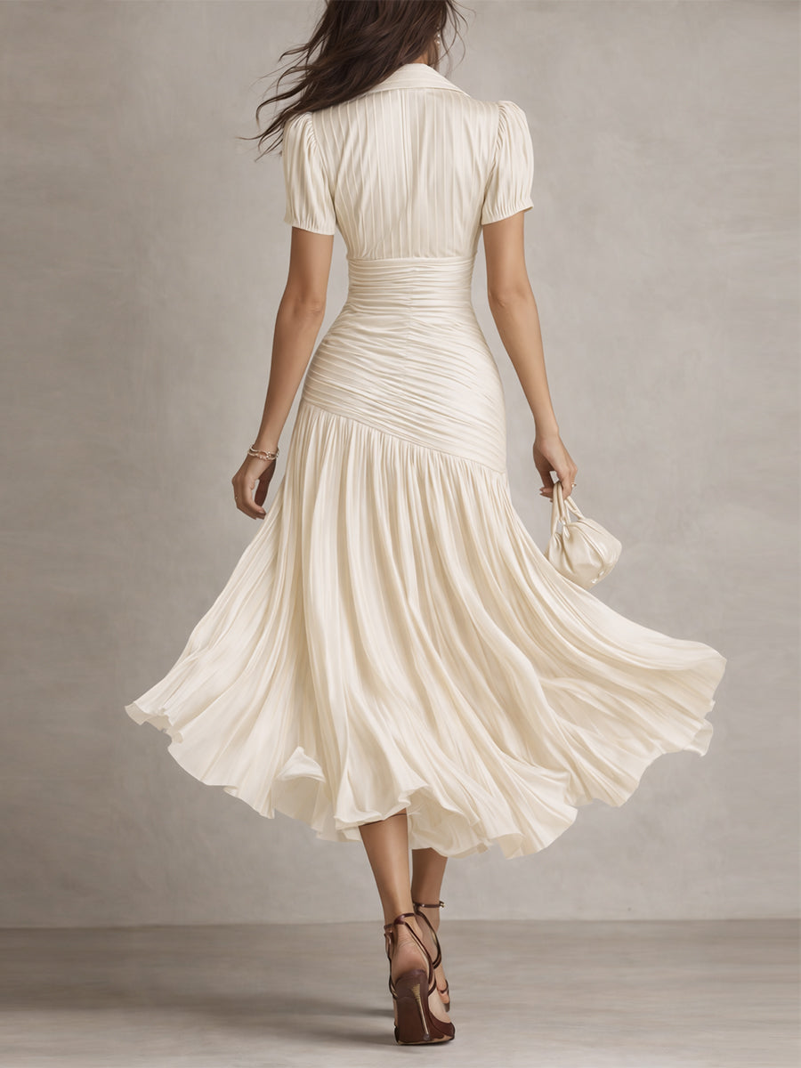 Women's Satin Midi Dress | Elegant Retro Striped Bodycon Cocktail Dress 4