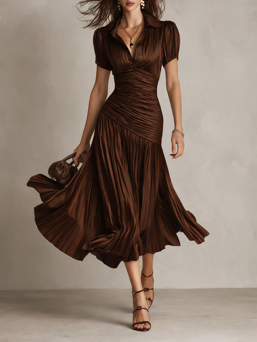 Women's Satin Midi Dress | Elegant Retro Striped Bodycon Cocktail Dress 7