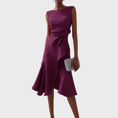 Women's Soft Draped Midi Dress | Elegant Asymmetric Hem Sleeveless Summer Dress 6
