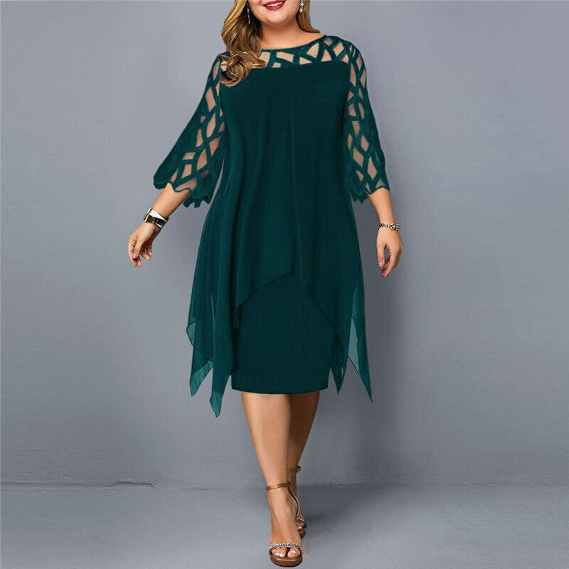 Women's Soft Fabric Plus Size Midi Dress | Elegant Flowy Design for Curves 5