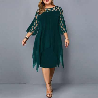 Women's Soft Fabric Plus Size Midi Dress | Elegant Flowy Design for Curves 5