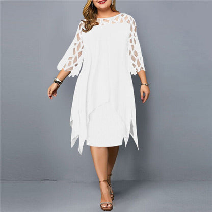 Women's Soft Fabric Plus Size Midi Dress | Elegant Flowy Design for Curves 7