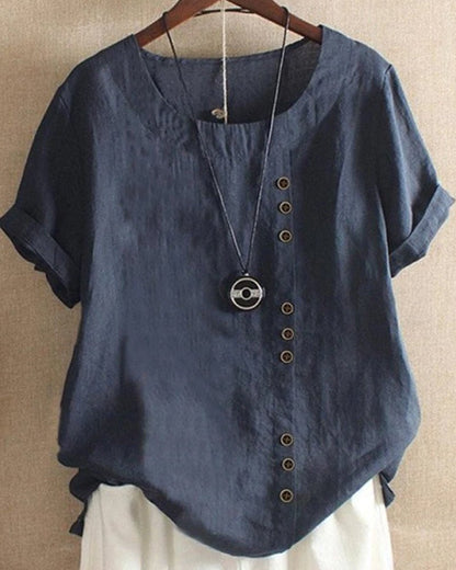 Women's Soft Linen Blouse | Casual Short Sleeve Summer Top 3