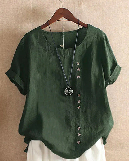 Women's Soft Linen Blouse | Casual Short Sleeve Summer Top 4