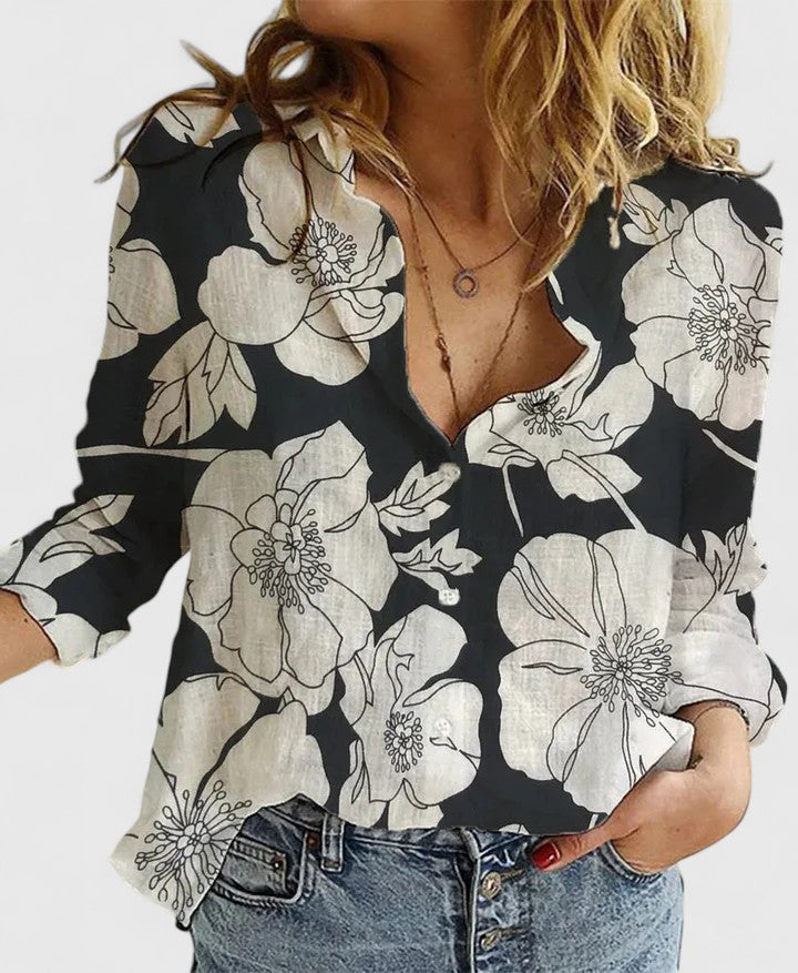 Women's Soft Linen Button-Down Blouse | Relaxed Fit Spring Essential 10