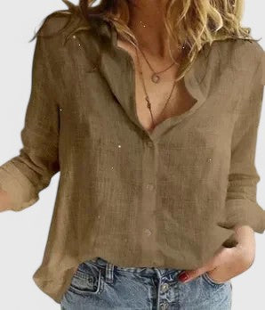 Women's Soft Linen Button-Down Blouse | Relaxed Fit Spring Essential 3