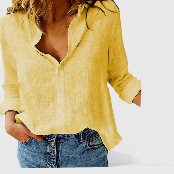 Women's Soft Linen Button-Down Blouse | Relaxed Fit Spring Essential 5