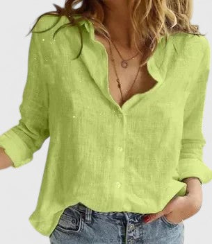 Women's Soft Linen Button-Down Blouse | Relaxed Fit Spring Essential 6