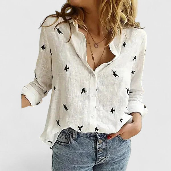 Women's Soft Linen Button-Down Blouse | Relaxed Fit Spring Essential 8