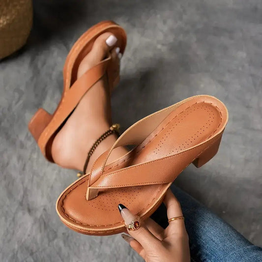 Women's Vegan Leather Orthopedic Sandals | Comfortable Slip-On Casual Footwear 0