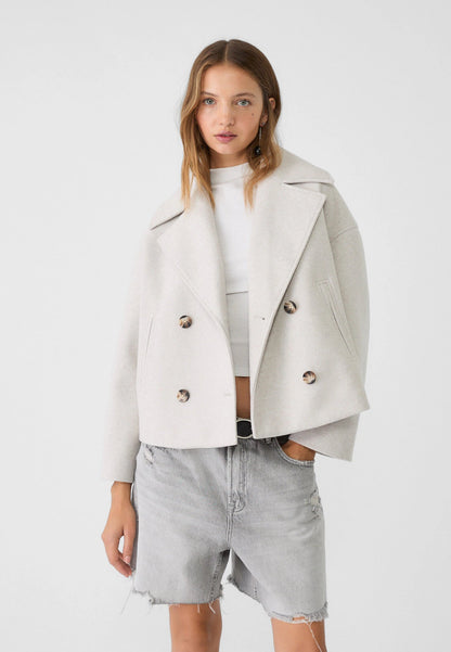 Women's Warm Wool Blend Short Coat | Elegant Double-Breasted Winter Outerwear 1
