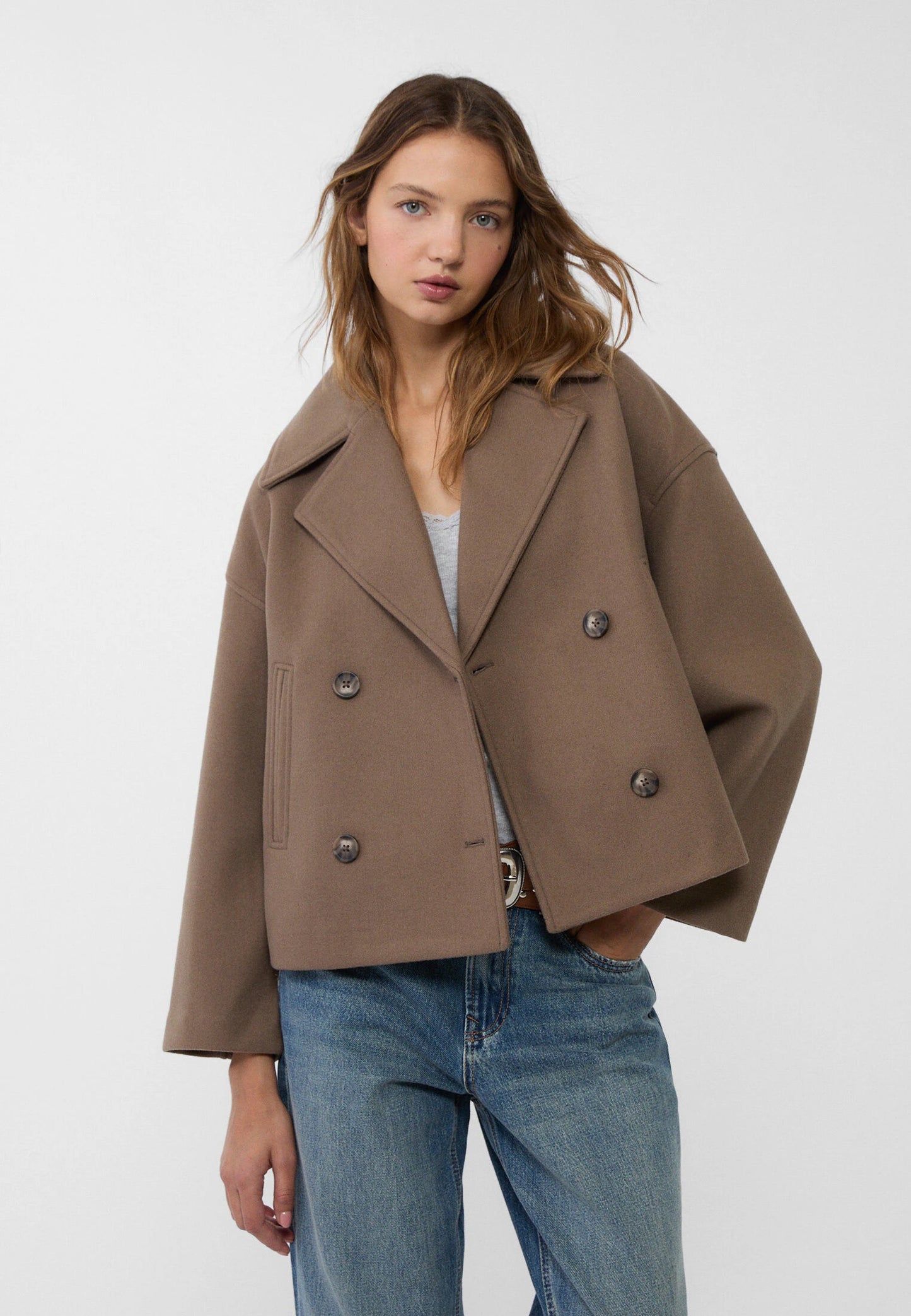 Women's Warm Wool Blend Short Coat | Elegant Double-Breasted Winter Outerwear 2