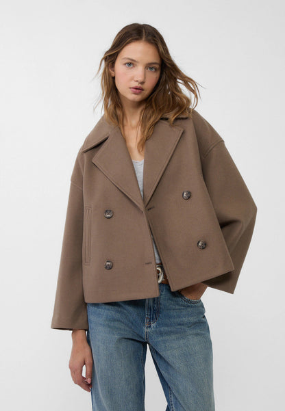 Women's Warm Wool Blend Short Coat | Elegant Double-Breasted Winter Outerwear 2