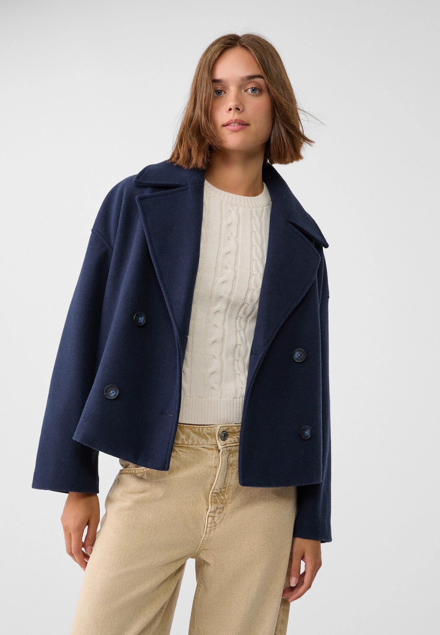 Women's Warm Wool Blend Short Coat | Elegant Double-Breasted Winter Outerwear 4