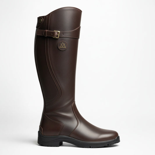 Women's Waterproof Leather Riding Boots | Stylish Black Insulated Winter Footwear 0