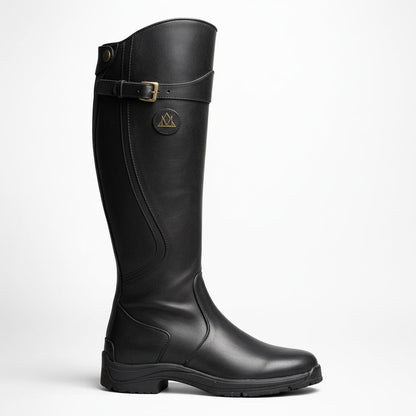 Women's Waterproof Leather Riding Boots | Stylish Black Insulated Winter Footwear 1