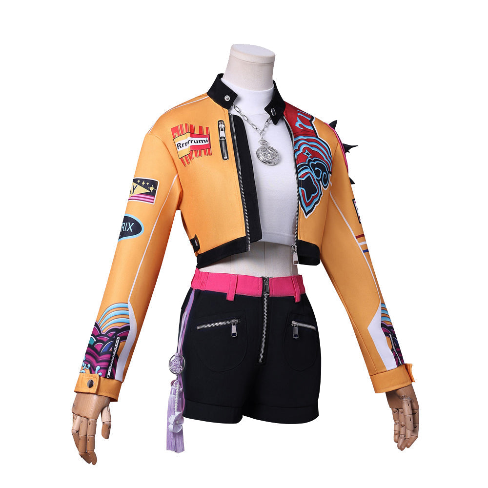 KPop Rumi 6-Piece Costume Deluxe Rumi Cosplay Yellow Jacket Shorts Full Set