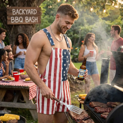 Liberty | American Flag Patriotic Denim Overall Shorts