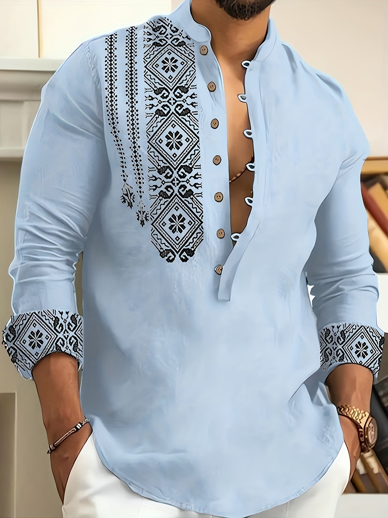 Men's Long Sleeve Henley Shirt