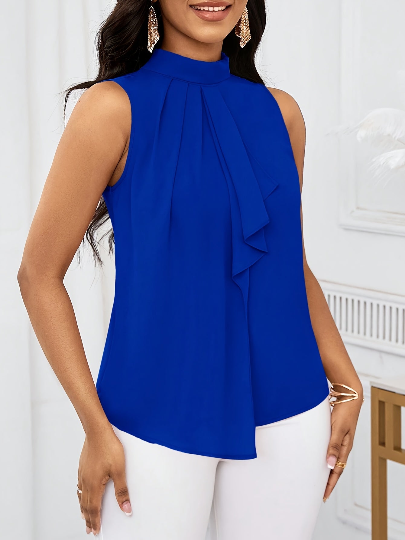 Seraphine | Sleeveless Mock Neck Blouse