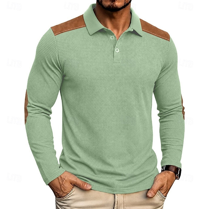 Sutton | Waffle Knit Long Sleeve Polo