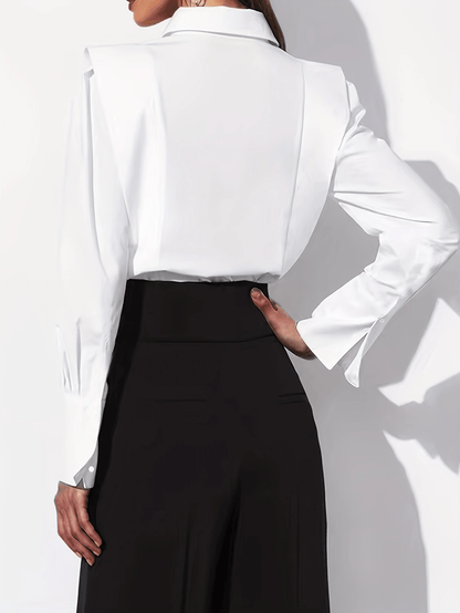 Women's Structured Shoulder Button-Up Shirt