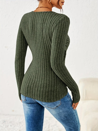 Women's Long Sleeve Wrap V-Neck Top