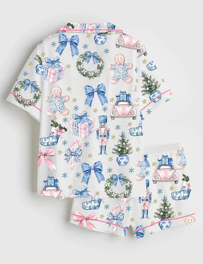 Women's Coquette Chinoiserie Christmas Satin Pajama Set