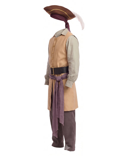 Clark Pirate Costume Tan Liminal Space Explorer Long Waistcoat and Trousers Set for Boys Mens Halloween Carnival