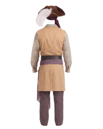 Clark Pirate Costume Tan Liminal Space Explorer Long Waistcoat and Trousers Set for Boys Mens Halloween Carnival