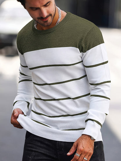 Men's Striped Crew Neck Sweater