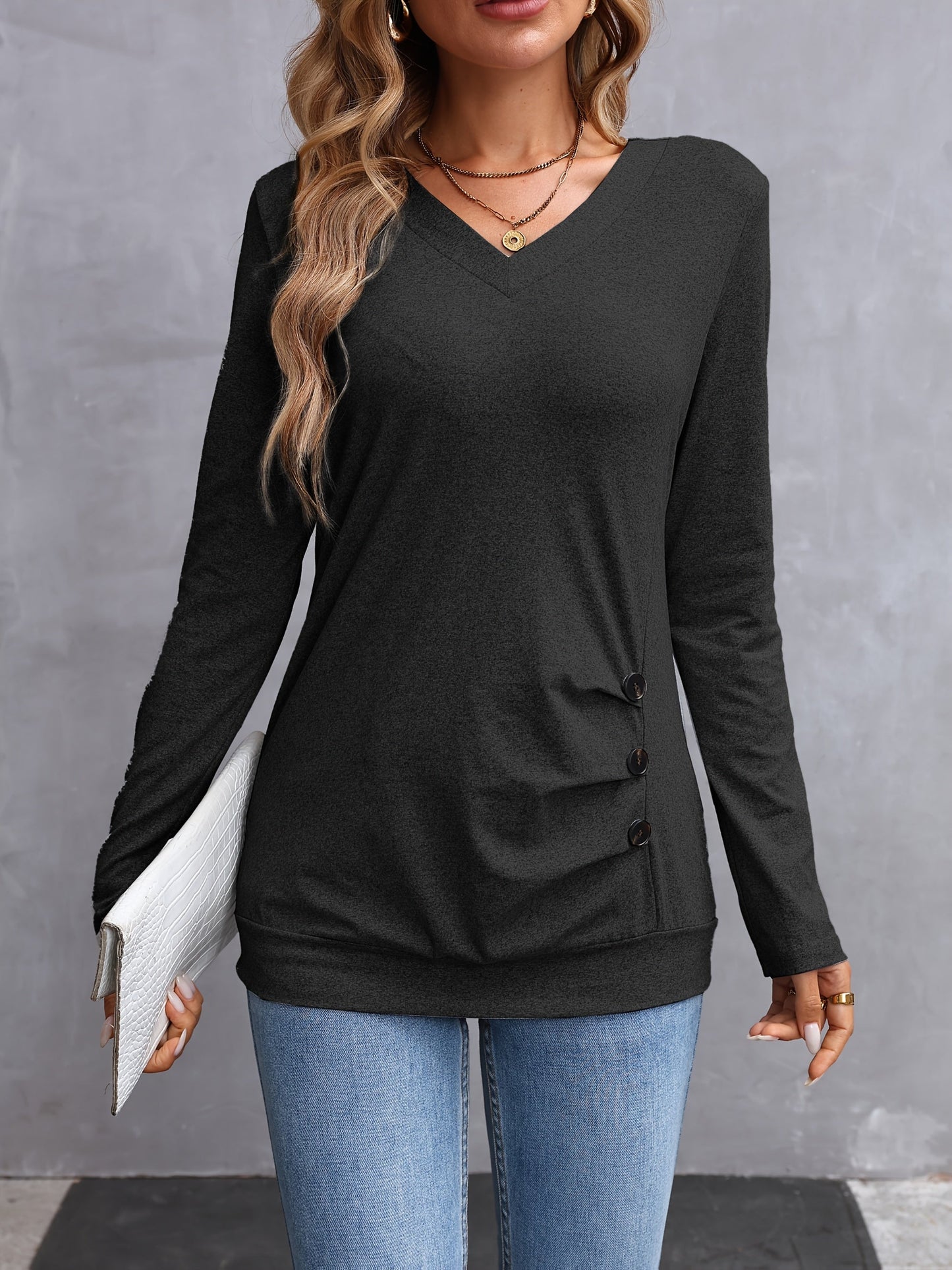 Women's V-Neck Long Sleeve Top