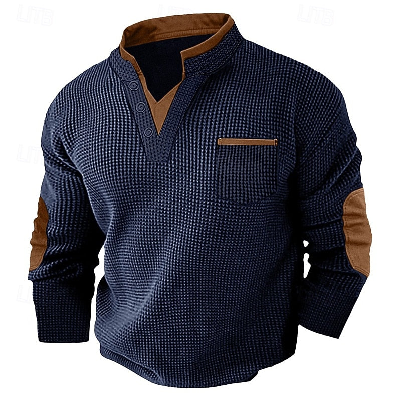 Callum | Waffle Knit Henley Shirt