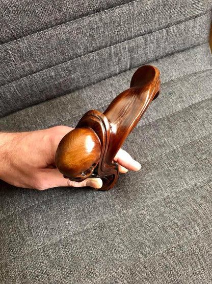 Skull Cane Wooden Walking Stick - Ergonomic Palm Grip Handle
