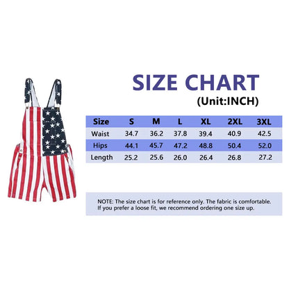 Liberty | American Flag Patriotic Denim Overall Shorts